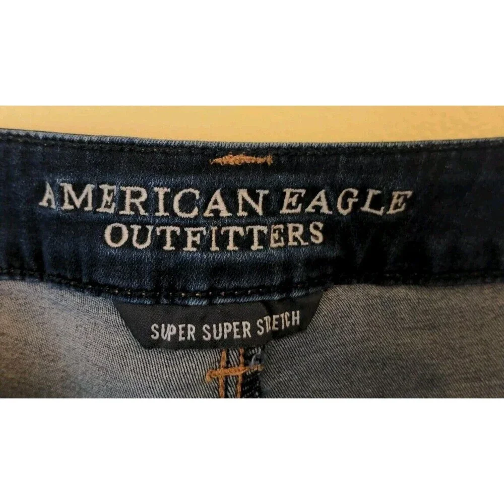 American Eagle Sz 8 Shorts Women's Hi Rise Shortie Jean Blue Denim Super Stretch